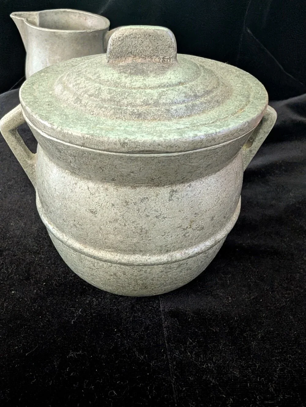 Vintage Pewter Creamer and Covered Sugar Set in Light Gray